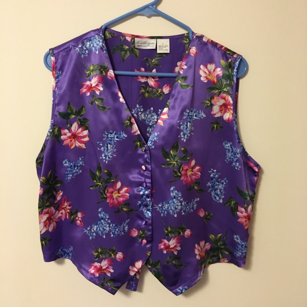 Purple satin vest sz Large